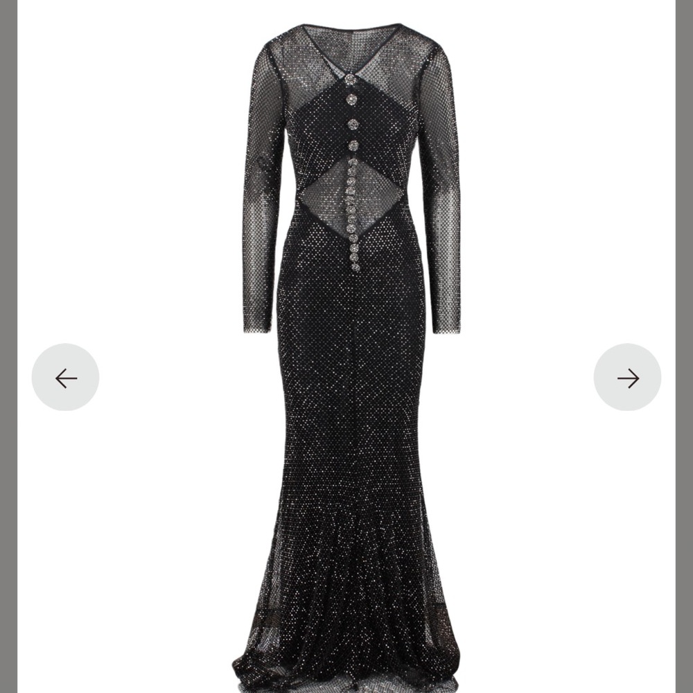 Self portrait black rhinestone fishnet maxi dress